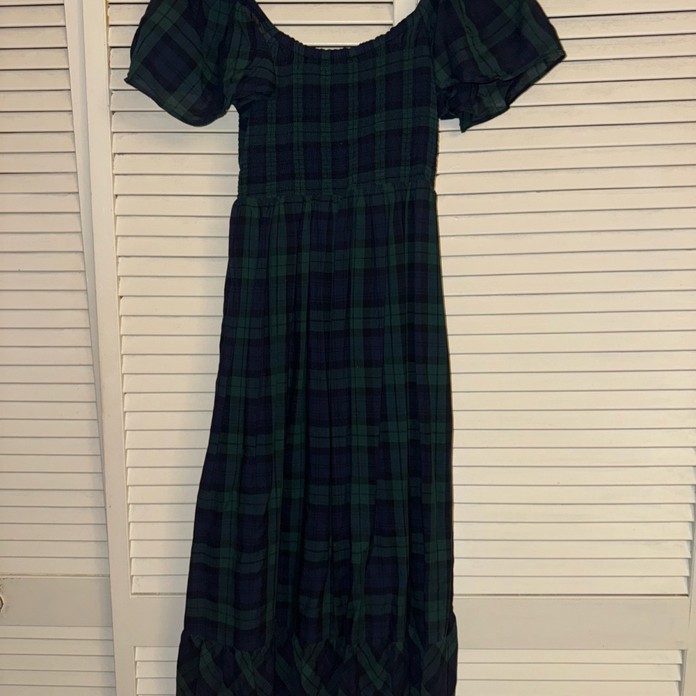 Vineyard Vines Navy and Green Plaid Dress